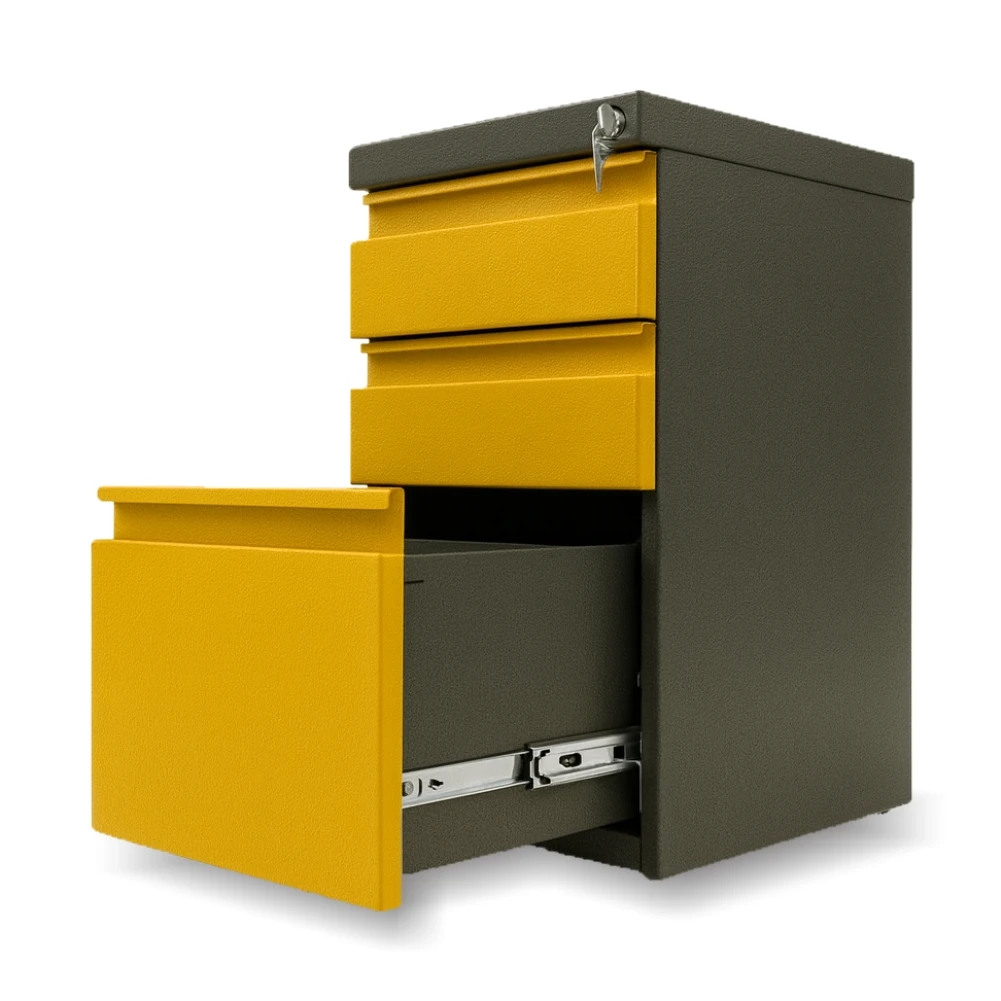 Archivador metálico 2x1 en acero cold rolled con gavetas amarillas y pintura electrostática – Magru S.A.S.