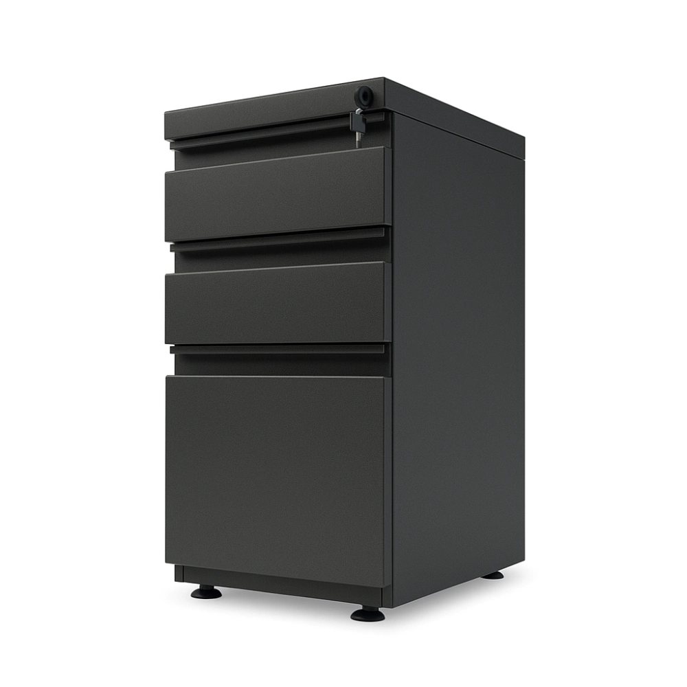 Archivador metálico 2x1 de Magru S.A.S, elaborado en acero cold rolled calibre 22 y acabado en pintura electrostática horneada que garantiza durabilidad y resistencia a la corrosión. Incluye una gaveta carpetero y dos cajones auxiliares con correderas metálicas, sistema de cerradura frontal con bloqueo lateral, niveladores ajustables y diseño compacto ideal para oficinas, call centers e instituciones educativas en Bogotá y toda Colombia.