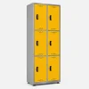 Locker metálico 6 puestos vertical en acero cold rolled calibre 22, puertas con porta candado y ventilación, niveladores de piso y pintura electroestática, fabricado por Magru S.A.S. en Bogotá