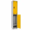 Locker metálico 2 puestos vertical en acero cold rolled calibre 22, puertas con porta candado y ventilación, niveladores de piso y pintura electroestática, fabricado por Magru S.A.S. en Bogotá