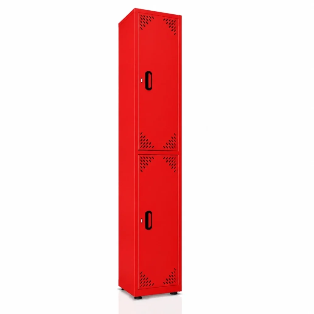 Locker metálico 2 puestos vertical en acero cold rolled calibre 22, puertas con porta candado y ventilación, niveladores de piso y pintura electroestática, fabricado por Magru S.A.S. en Bogotá