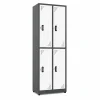 Locker metálico 4 puestos vertical en acero cold rolled calibre 22, puertas con porta candado y ventilación, niveladores de piso y pintura electroestática, fabricado por Magru S.A.S. en Bogotá