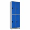 Locker metálico 4 puestos vertical en acero cold rolled calibre 22, puertas con porta candado y ventilación, niveladores de piso y pintura electroestática, fabricado por Magru S.A.S. en Bogotá