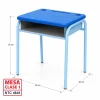 Pupitre unipersonal clase 1 para jardín infantil y preescolar fabricado bajo la Norma ICONTEC NTC 4641 en Colombia, superficie en polipropileno y estructura metálica apilable.