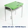 Pupitre Unipersonal Talla 2 NTC 4641 para Preescolar | Magru S.A.S. Pupitre unipersonal Talla 2 para preescolar fabricado bajo la norma Icontec NTC 4641, superficie plástica color verde y estructura metálica, ideal para colegios, jardines infantiles e instituciones educativas en Colombia.