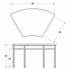 Mesa trapezoidal escolar con portalibros metálico, cubierta en polipropileno y estructura en acero con pintura electrostática, ideal para instituciones educativas.