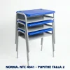 Pupitre Unipersonal Talla 2 NTC 4641 para Preescolar | Magru S.A.S. Pupitre unipersonal Talla 2 para preescolar fabricado bajo la norma Icontec NTC 4641, superficie plástica color azul y estructura metálica, ideal para colegios, jardines infantiles e instituciones educativas en Colombia. Apilable con máximo de 6 unidades