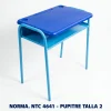 Pupitre Unipersonal Talla 2 NTC 4641 para Preescolar | Magru S.A.S. Pupitre unipersonal Talla 2 para preescolar fabricado bajo la norma Icontec NTC 4641, superficie plástica color azul y estructura metálica, ideal para colegios, jardines infantiles e instituciones educativas en Colombia.