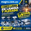 Servicio de corte láser de metal en Bogotá. Corte de láminas Cold Rolled calibres 24, 22, 20, 18, 16 y 14, y Hot Rolled de 3 mm, 4 mm, 6 mm, 5/16" y 3/8". Desde $75 pesos por segundo. No incluye el material.