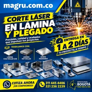 servicio-corte-laser-cold-rolled-bogota Servicio de corte láser de metal en Bogotá. Corte de láminas Cold Rolled calibres 24, 22, 20, 18, 16 y 14, y Hot Rolled de 3 mm, 4 mm, 6 mm, 5/16" y 3/8". Desde $75 pesos por segundo. No incluye el material.