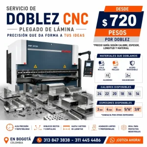 Servicio de doblez CNC de lámina en Bogotá Colombia. Plegado de lámina en Cold Rolled, Hot Rolled, acero inoxidable, aluminio y galvanizado | Magru S.A.S.
