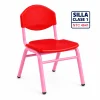 Silla Unipersonal clase 1 fabricada por Magru S.A.S bajo la norma NTC 4641 de Icontec con asiento y espaldar en plástico azul y estructura metálica gris para jardín infantil y preescolar.