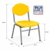 Silla Unipersonal clase 2 fabricada por Magru S.A.S bajo la norma NTC 4641 de Icontec con asiento y espaldar en plástico azul y estructura metálica gris para el nivel preescolar.