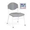 Silla Unipersonal clase 2 fabricada por Magru S.A.S bajo la norma NTC 4641 de Icontec con asiento y espaldar en plástico azul y estructura metálica gris para el nivel preescolar.