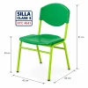 Silla escolar Clase 3 fabricada bajo la norma NTC 4641 con asiento y espaldar en polipropileno azul y estructura metálica para colegios, escuelas, bibliotecas y auditorios en Colombia.
