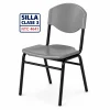 Silla escolar Clase 3 fabricada bajo la norma NTC 4641 con asiento y espaldar en polipropileno azul y estructura metálica para colegios, escuelas, bibliotecas y auditorios en Colombia.