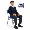 Silla escolar Clase 4 fabricada bajo la norma NTC 4641 con asiento y espaldar en polipropileno azul y estructura metálica para colegios, escuelas, bibliotecas y auditorios en Colombia.