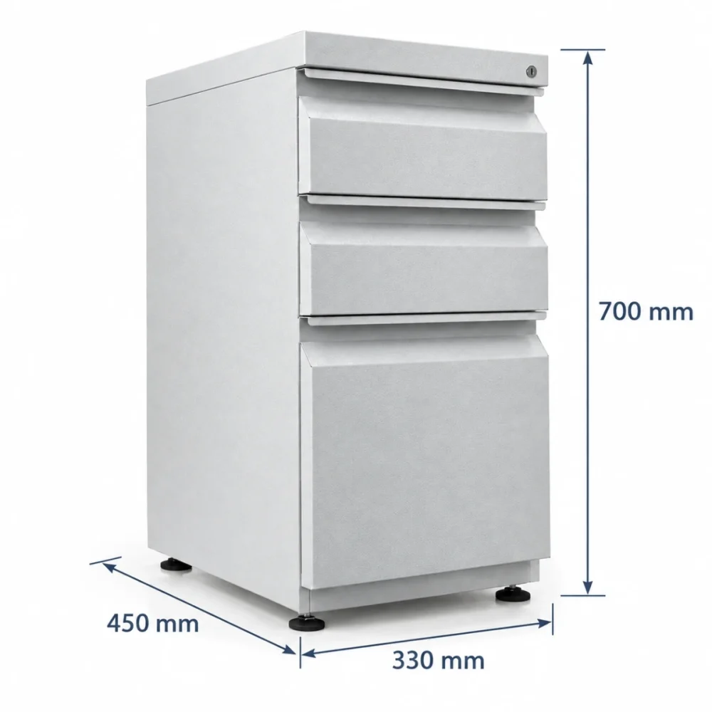 Archivador metálico 2x1 slim gris de 330 mm de frente, 450 mm de fondo y 700 mm de alto