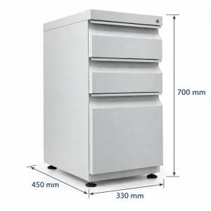 Archivador metálico 2x1 slim gris de 330 mm de frente, 450 mm de fondo y 700 mm de alto