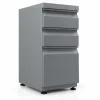Archivador metálico 2x1 slim color gris oscuro con dos cajones papeleros y un cajón archivador