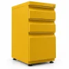 Archivador metálico 2x1 slim color amarillo con dos cajones papeleros y un cajón archivador