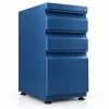 Archivador metálico 2x1 slim color azul con dos cajones papeleros y un cajón archivador