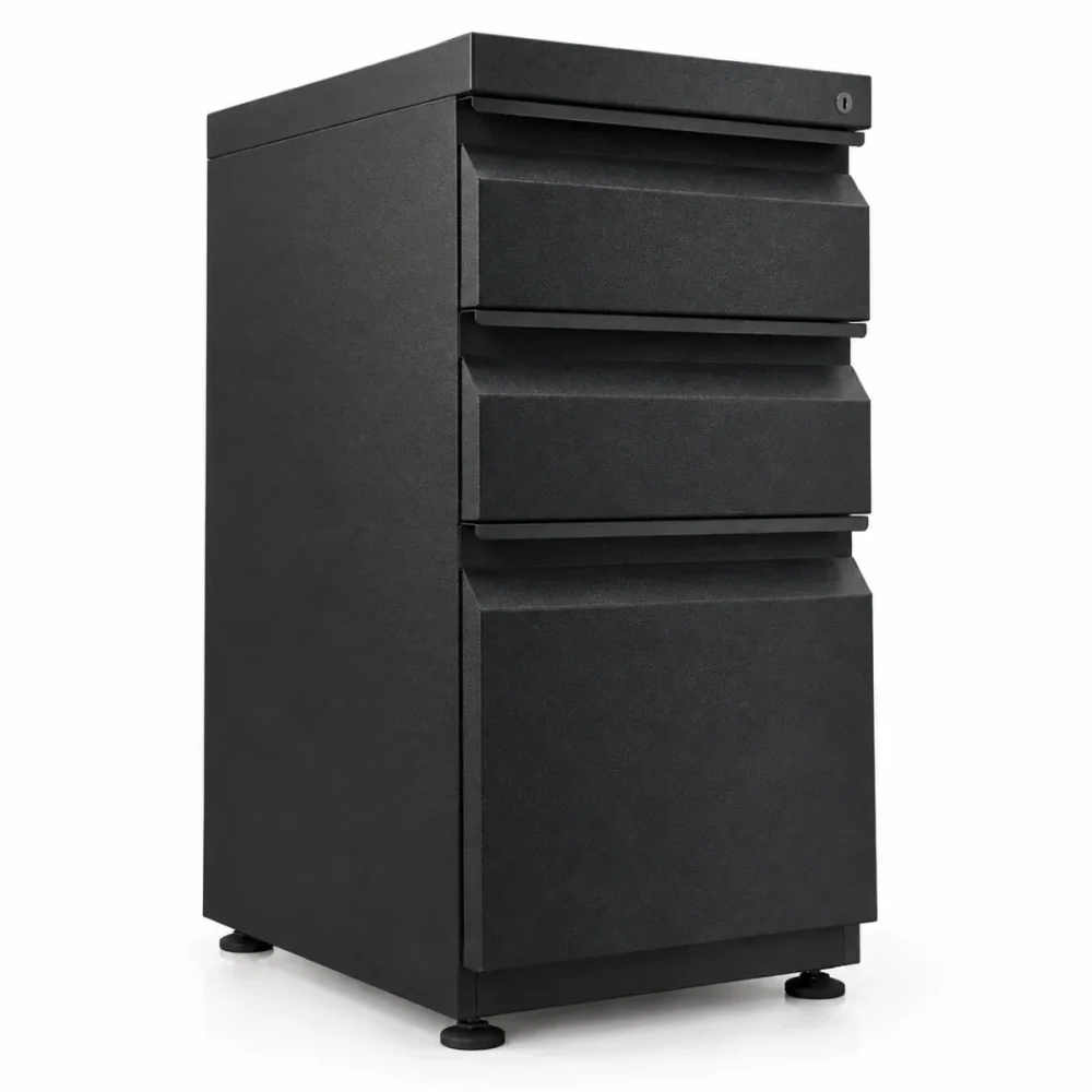 Archivador metálico 2x1 slim gris de 330 mm de frente, 450 mm de fondo y 700 mm de alto de color negro